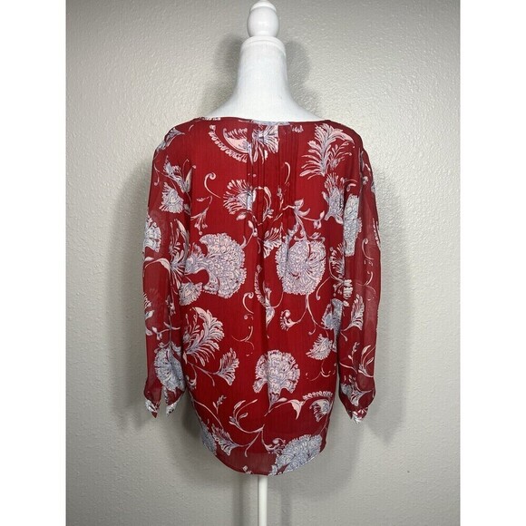Tommy Hilfiger Women's Floral Blouse Red and Blue Large - Picture 3 of 7